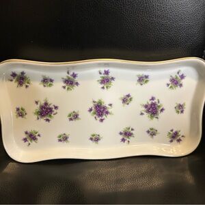 Left on Floral Porcelain Tray with Gold Trim